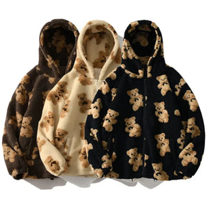 Women's Polyester Long Sleeves Printed Pattern Hooded Jacket