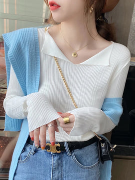 Women's Acrylic V-Neck Long Sleeves Knitted Casual Sweaters