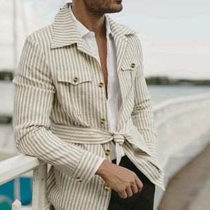 Men's Cotton Long Sleeves Single Breasted Closure Casual Blazer