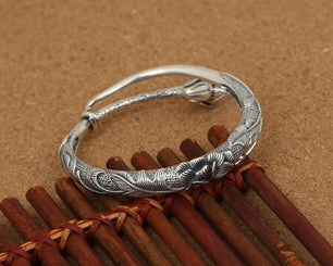 Men's 100% 925 Sterling Silver Plant Pattern Trendy Bracelet