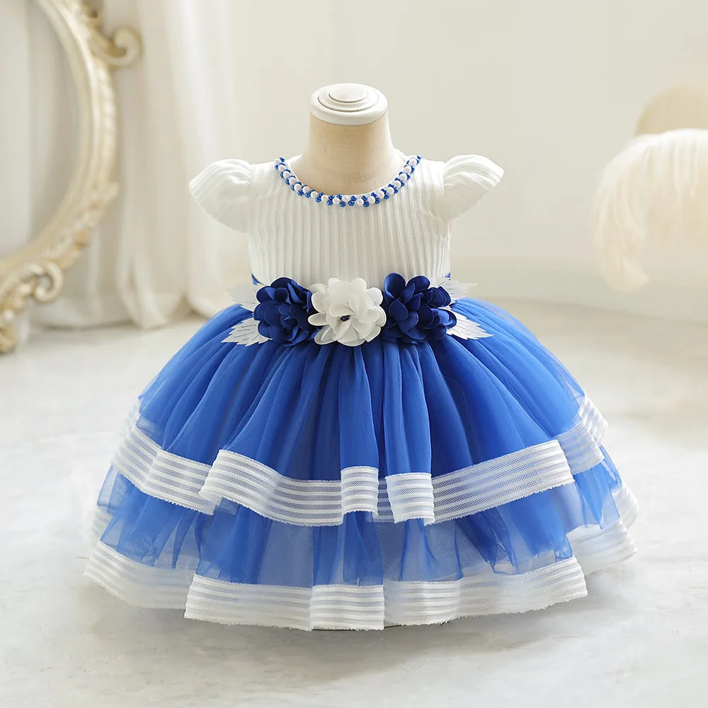 Kid's Girl Polyester Short Sleeves Patchwork Pattern Princess Dress