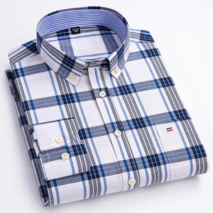 Men's Cotton Turn-Down Collar Full Sleeve Plaid Pattern Shirt