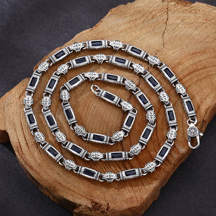 Men's 100% 925 Sterling Silver Link Chain Geometric Necklace