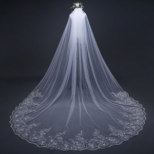 Women's Polyester Applique Edge One-Layer Bridal Wedding Veils