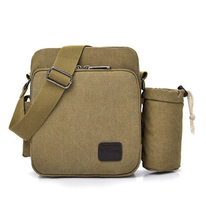 Men's Canvas Zipper Closure Solid Pattern Crossbody Shoulder Bag