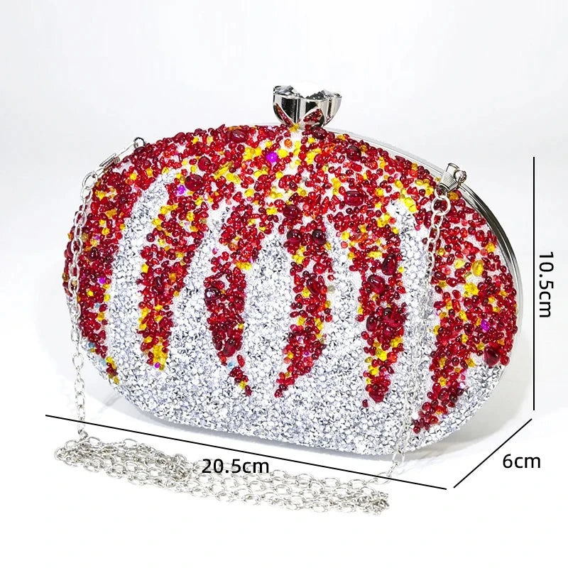 Women's Polyester Hasp Closure Rhinestone Pattern Wedding Clutch