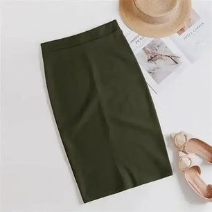 Women's Polyester Elastic High Waist Solid Pattern Casual Skirts