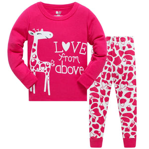 Kid's Girl Spandex O-Neck Long Sleeve Cartoon Sleepwear Set