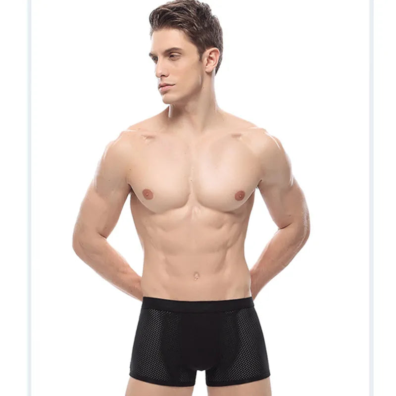 Men's Spandex Breathable Solid Pattern Sexy Loose Boxer Shorts