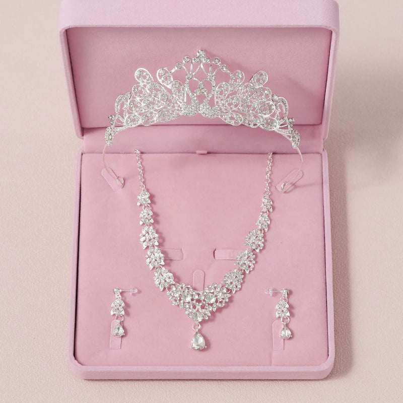 Women's Zinc Alloy Water Drop Bridal Wedding Crown Jewelry Sets