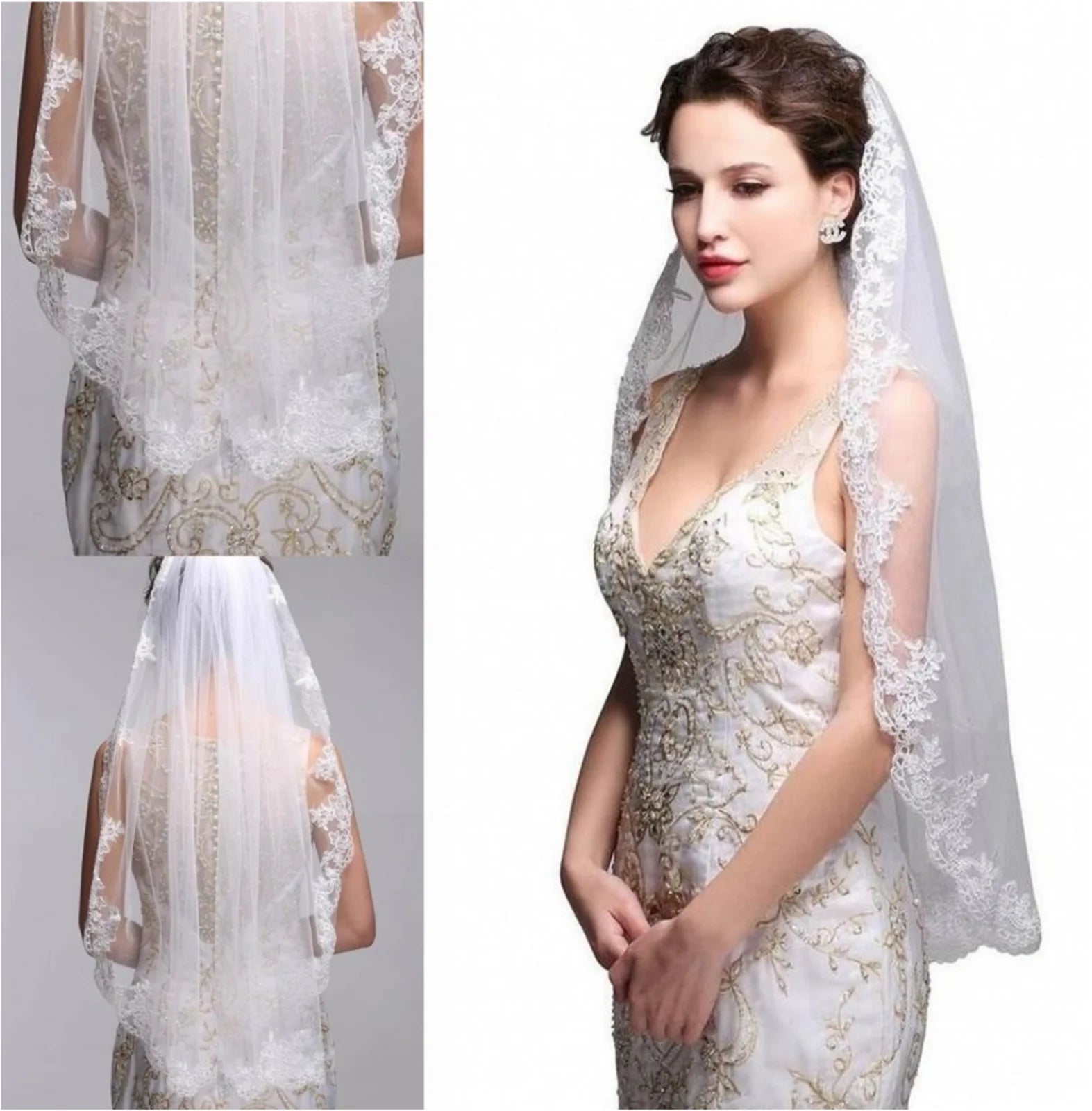 Women's Polyester Applique Edge One-Layer Bridal Wedding Veils