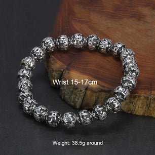 Men's Metal Copper Geometric Pattern Engraving Beads Bracelet