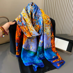 Women's Silk Neck Wrap Printed Pattern Trendy Beach Scarves