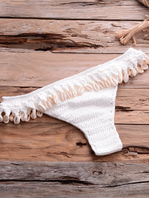 Women's Cotton Mid Waist Knitted Pattern Swimwear Bathing Panties