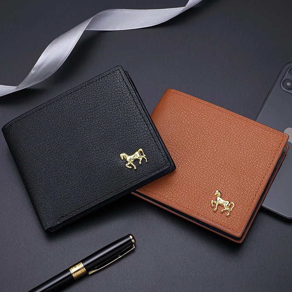 Men's PU Leather Solid Pattern Card Holder Horizontal Wallets