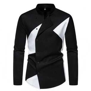 Men's Polyester Stand Collar Full Sleeves Single Breasted Shirts