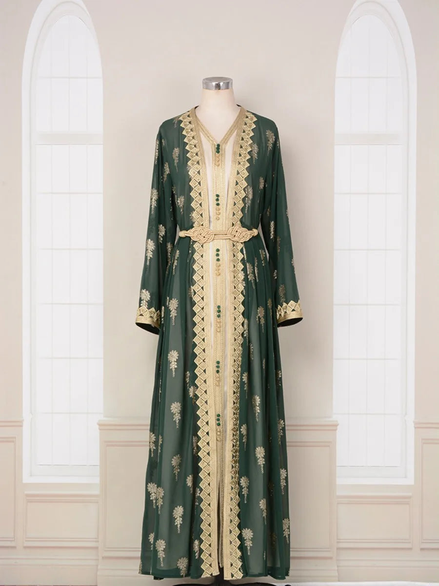 Women's Arabian Polyester Full Sleeves Embroidered Pattern Abaya