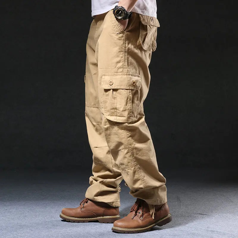 Men's Cotton Mid Waist Zipper Fly Closure Solid Pattern Trousers