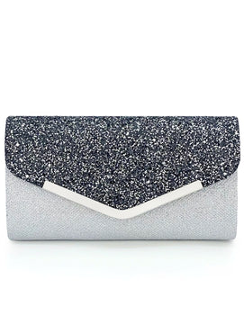 Women's Patent Leather Hasp Closure Sequined Wedding Clutch