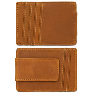 Men's Genuine Leather Solid Pattern Card Holder Trendy Wallets