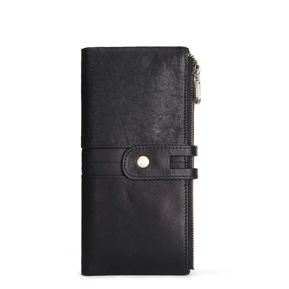 Men's Genuine Leather Hasp Closure Solid Pattern Trendy Wallets