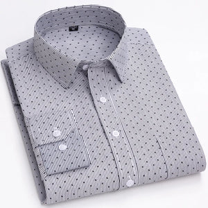 Men's Cotton Turn-Down Collar Long Sleeve Single Breasted Shirt