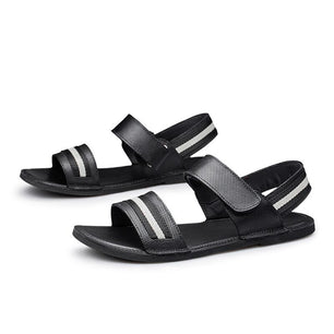 Men's Genuine Leather Open Toe Hook & Loop Closure Sandals