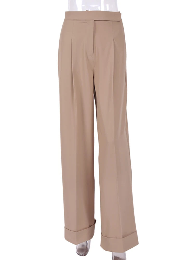 Women's Cotton High Waist Zipper Fly Closure Formal Wear Pants