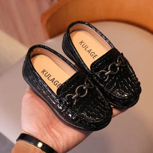 Kid's Boy Slip On Closure Breathable Alligator Skin Pattern Loafers