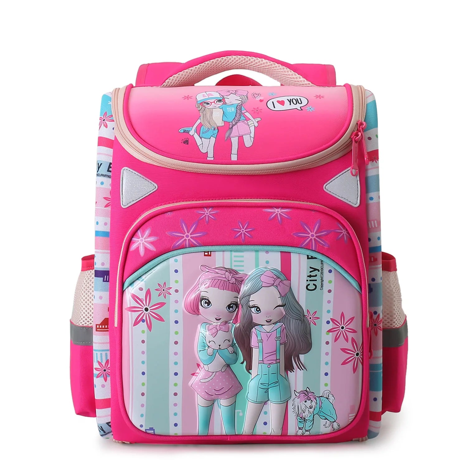 Kid's Nylon Zipper Closure Cartoon Pattern Trendy School Backpack