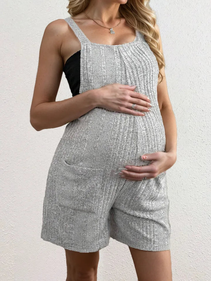 Women's Cotton Square-Neck Sleeveless Solid Maternity Dress