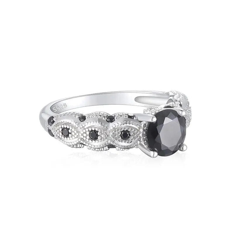 Women's 100% 925 Sterling Silver Zircon Bezel Setting Luxury Ring