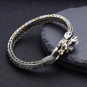 Men's 100% 925 Sterling Silver Dragon Pattern Charm Bracelet