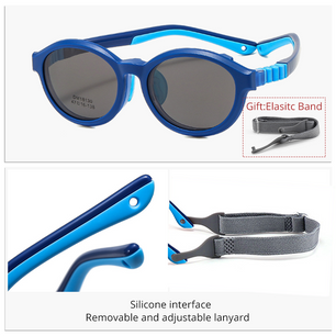 Kid's Frame Round Shape Polarized Flexible Sunglasses