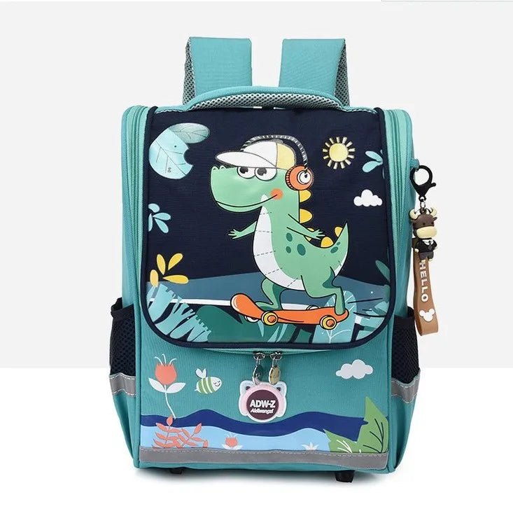 Kid's Nylon Zipper Closure Animal Pattern Trendy School Backpack