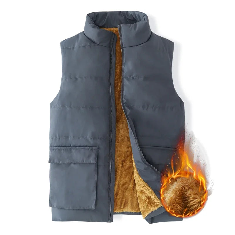 Men's Polyester Stand-Collar Sleeveless Zipper Closure Jacket