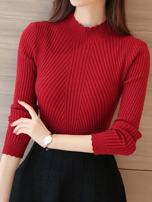 Women's Acrylic O-Neck Full Sleeves Knitted Pullovers Sweater