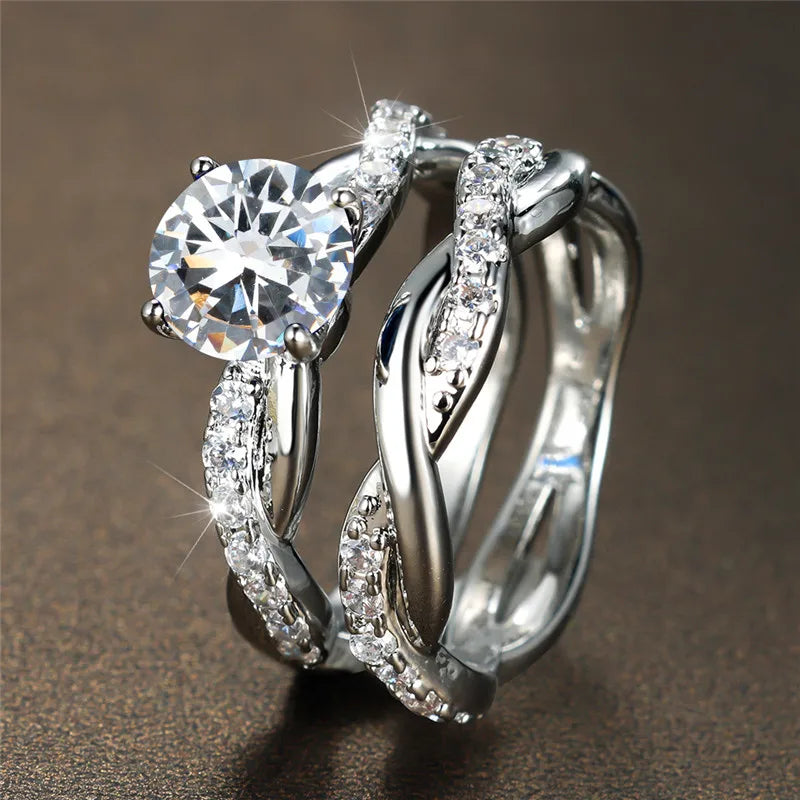 Women's Cubic Zirconia Geometric Shape Prong Setting Trendy Ring