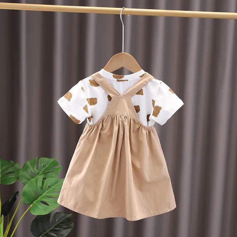 Baby Girl's Polyester Short Sleeves Printed Pattern Party Dress