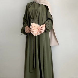 Women's Arabian Polyester Full Sleeve Solid Pattern Casual Abaya