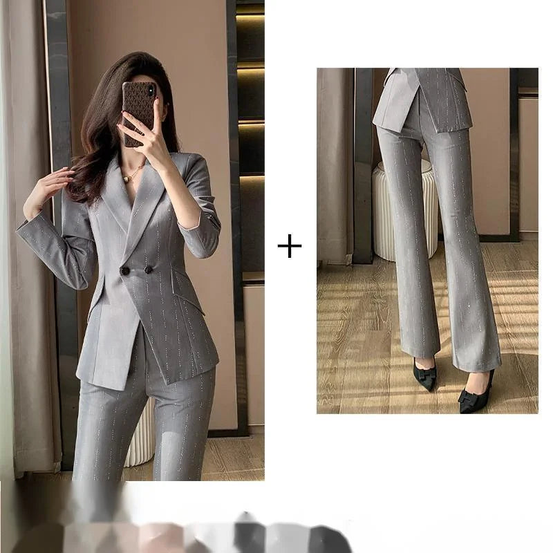 Women's Notched Collar Long Sleeve Hidden Breasted Casual Blazer