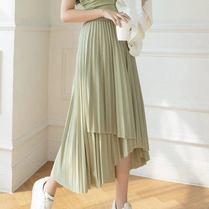 Women's Polyester High Waist Pleated Pattern Casual Wear Skirts