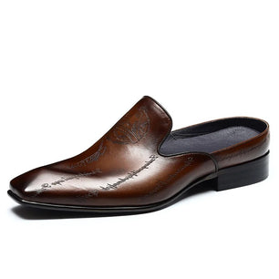 Men's Genuine Leather Square Toe Slip-On Closure Formal Shoes