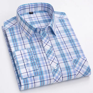 Men's 100% Cotton Single Breasted Full Sleeve Plaid Casual Shirt