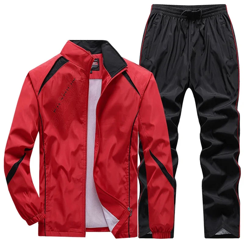 Men's Polyester Stand Collar Long Sleeves Mixed Colors Jacket Set