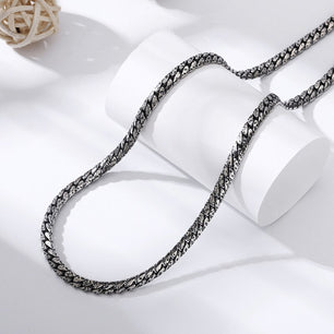 Men's 925 Sterling Silver Horsewhip Chain Geometric Necklace