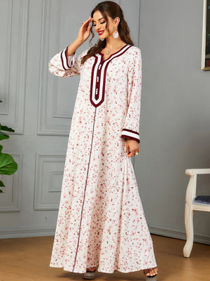 Women's Arabian Polyester Full Sleeves Printed Pattern Dress