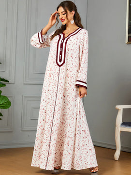 Women's Arabian Polyester Full Sleeves Printed Pattern Dress