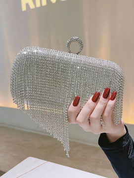 Women's PU Hasp Closure Sequined Pattern Trendy Wedding Clutch