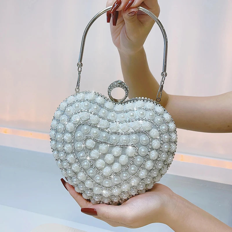 Women's PU Heart Shape Pearl Pattern Classic Wedding Clutch